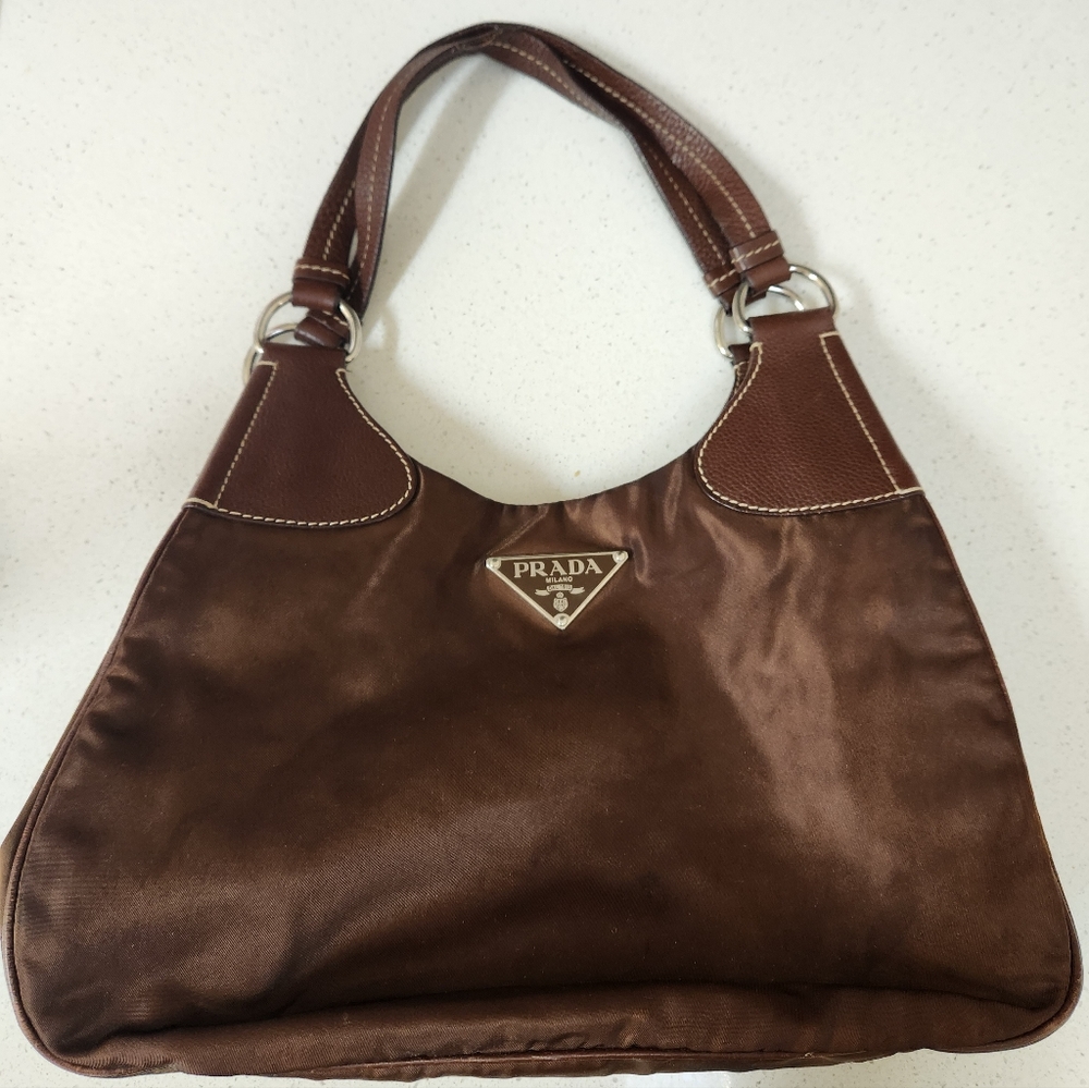 Authenic vintage Prada nylon tessuto bag in brown